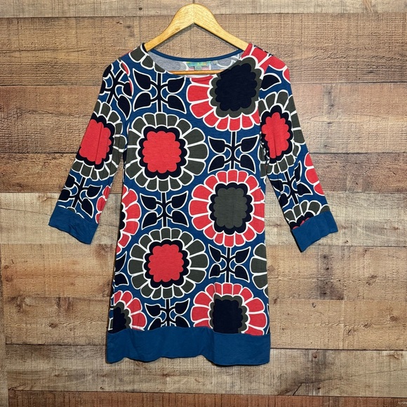 Boden Dresses & Skirts - Boden Women's Funky Flowers Retro Floral 3/4 Sleeve Jersey Dress Tunic size 6